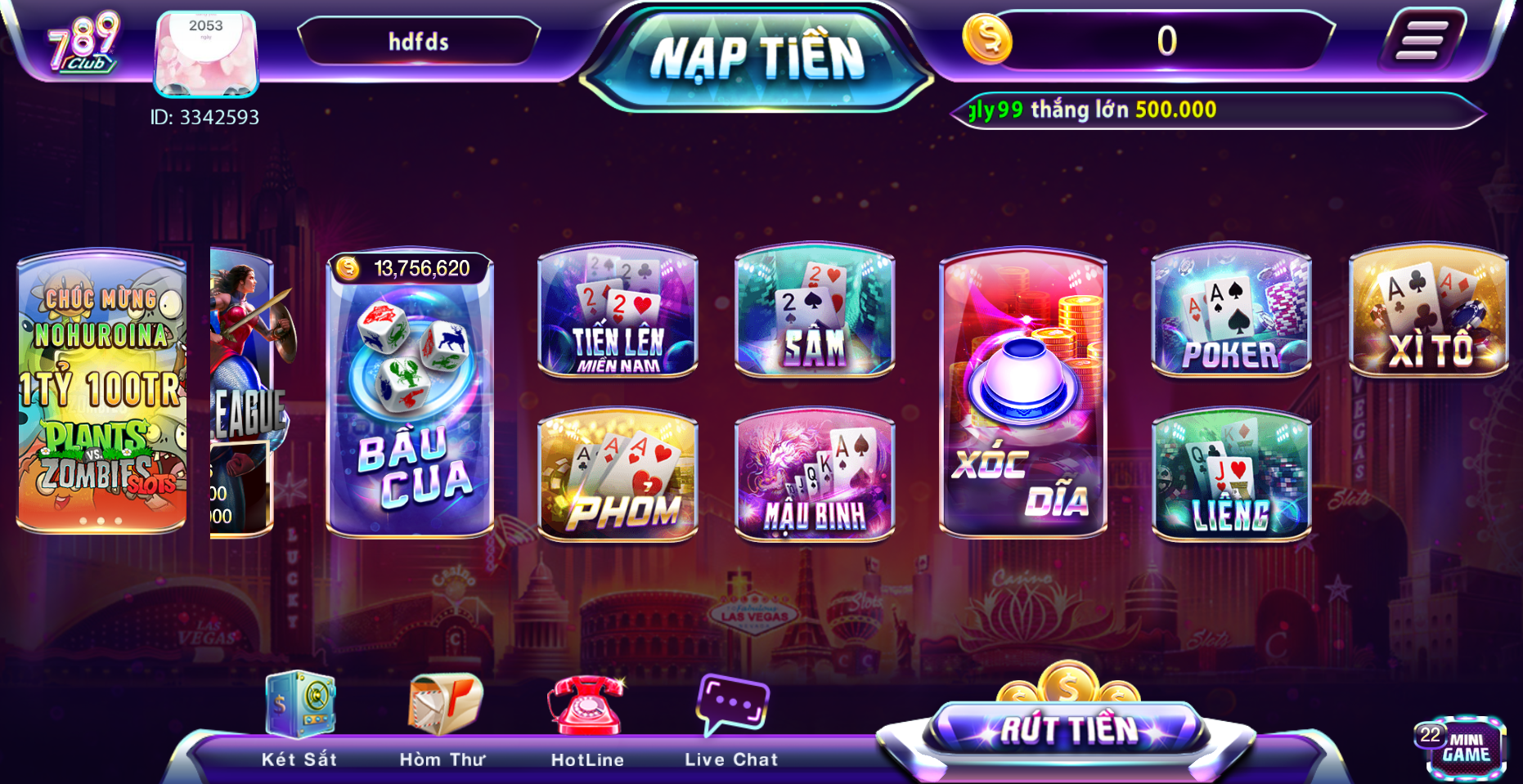 Giao diện game 789 club