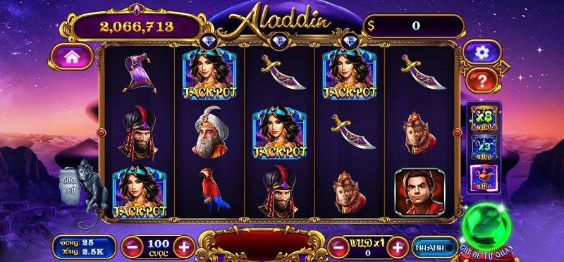 Giao diện chơi game nổ hũ Aladdin 789 club.